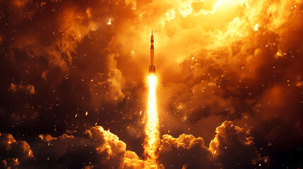 Fototapeta na wymiar Ultimate 4K Ultra HD Space Rocket Launch Ignition Experience created with Generative AI technology