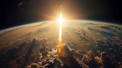 Fototapeta premium Stunning 4K Ultra HD Footage of Space Rocket Launch Ignition Captured in UHD - created with Generative AI technology