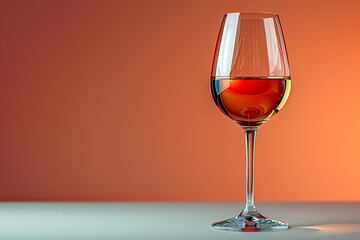 Elegant Wine Glass on a Clean White Background with Ample Space for Text, High Resolution 8K Image Ideal for Branding and Marketing, created with Generative AI technology