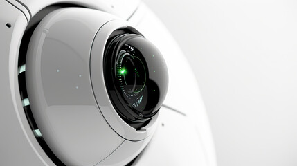 Sleek High-Tech Medtech AI Slide Background with Polished White Metal and Laser-Connected Lenses created with Generative AI technology