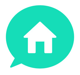 シンプルな緑色のホームアイコンと吹き出し	
