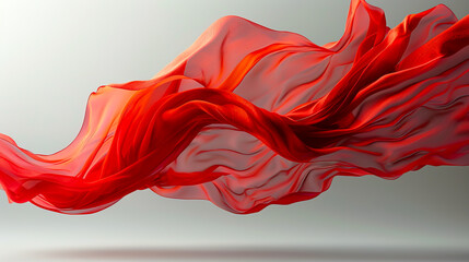 Mesmerizing Floating Red Cloth in Stunning 8K Ultra HD on Grey Neutral Background created with Generative AI technology