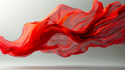 Obraz premium Mesmerizing Floating Red Cloth in Stunning 8K Ultra HD on Grey Neutral Background created with Generative AI technology
