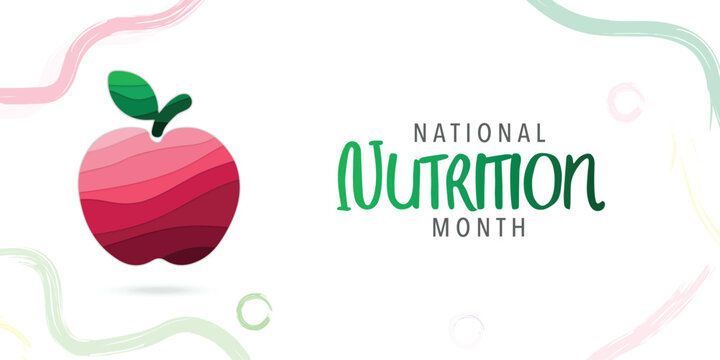 national nutrition month is observed every year in March, Holiday, poster, card and background vector illustration of food design. the importance of making informed food choices and developing healthy