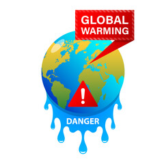 Global warming concept danger hot melting. vector illustration