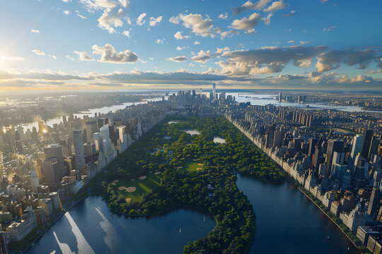 Manhattan Skyline with Central Park in a sunny day © DaveSeelv