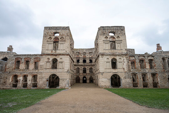 View of the ruins of the medieval castle of Krzyztopor, Poland