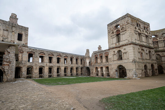 View of the ruins of the medieval castle of Krzyztopor, Poland