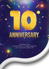 Anniversary celebration flyer with golden numbers dark festive background