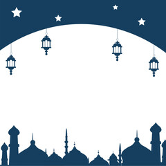 Illustration of Ramadan Kareem Eid Mubarak for template background copy space