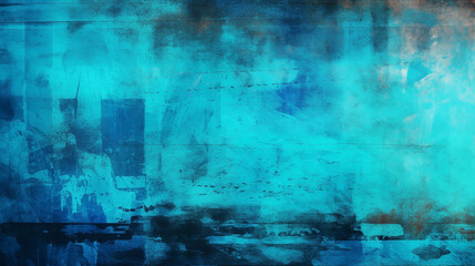 Cool abstract art background with grunge texture and modern cyan tones - obrazy, fototapety, plakaty