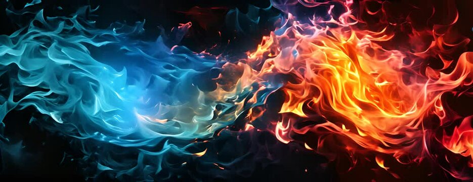 fire and water on black - opposite energy 4K Video