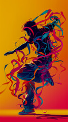 A lively doodle depicting movement and rhythm, comic style. mobile phone wallpaper,