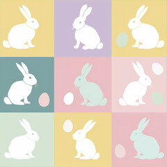 Seamless pattern of easter bunny and easter eggs