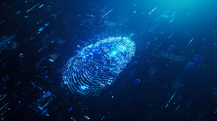 Fingerprint scan provides security access with biometrics identification,A computer identify and...