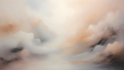 Ethereal mist of muted tones drifting across a canvas, evoking a serene abstract atmosphere 