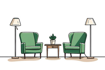 Fototapeta premium Room part design illustration. The interior of the apartament. isolated on a Transparent background. Generative AI