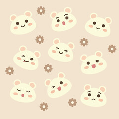 cute bear character for sticker or element design I Vector Illustration