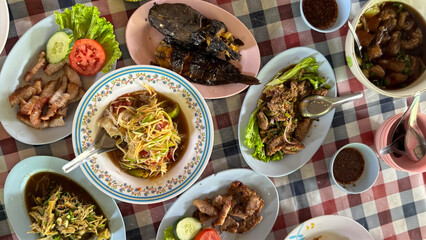 Northeast Thai Food serving on table.