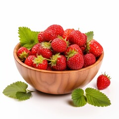 Strawberry Fruit in Wooden Bowl