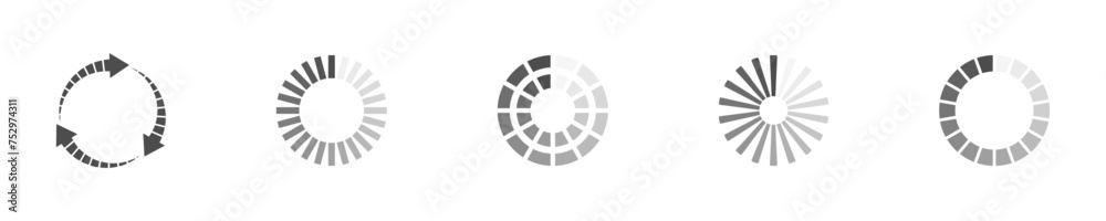 Poster download sign set. load icons set. load system. data load. loading bar. froze computer. vector stock