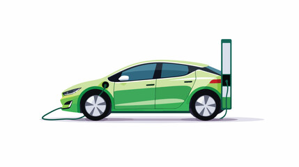 Fototapeta na wymiar Illustration of car with charger on plain background