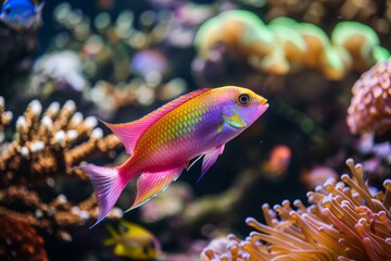 Obraz premium Colorful fish swimming in a coral reef aquarium