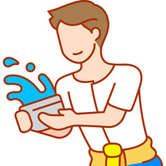 man playing songkran filled outline icon for decoration, website, web, mobile app, printing, banner, logo, poster design, etc.
