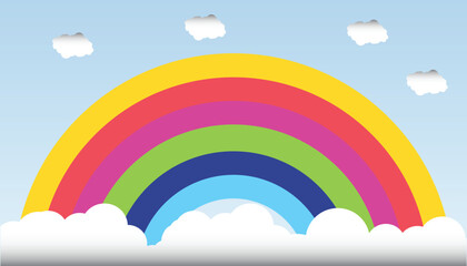 Find a Rainbow Day observed every year in April. Template for background, banner, card, poster with text inscription.