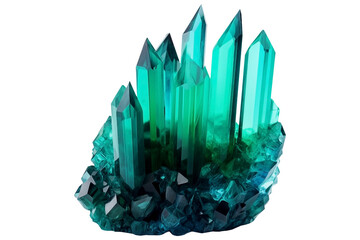 emerald blue crystal PNG precious emerald Green rock isolated on transparent background - natural treasure rock - gem mineral advertising concept