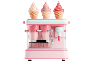 ice cream machine PNG isolated on white and transparent background - ice cream maker dessert cream vending machine advertising concept