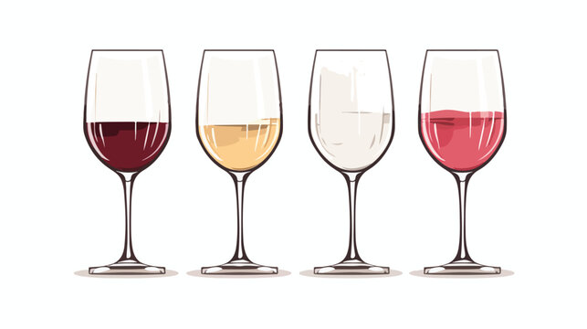 Line glass with alcohol. Vector wine on a white background