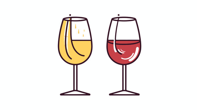 Line glass with alcohol. Vector wine on a white background