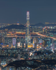 남한산성에서 바라본 롯데월드타워 주변 야경