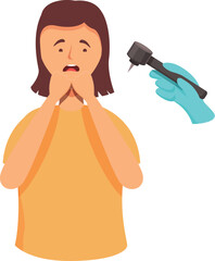 Fear of medical help icon cartoon vector. Dental afraid of girl. Healthcare body