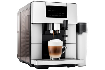 White Coffee machine PNG isolated on white and transparent background - coffee shop drinks advertising concept - coffee shop banner