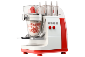 ice cream machine PNG isolated on white and transparent background - ice cream maker dessert cream vending machine advertising concept