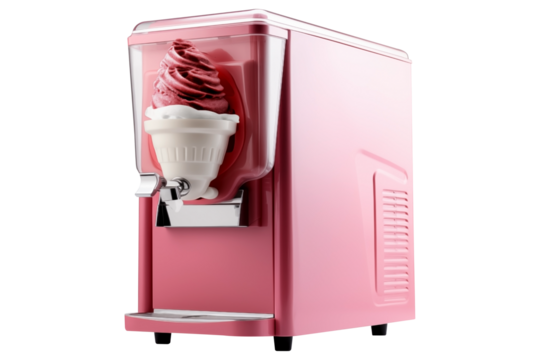 ice cream machine PNG isolated on white and transparent background - ice cream maker dessert cream vending machine advertising concept