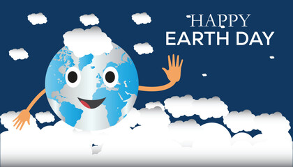 Happy Earth Day observed every year in April. Template for background, banner, card, poster with text inscription.