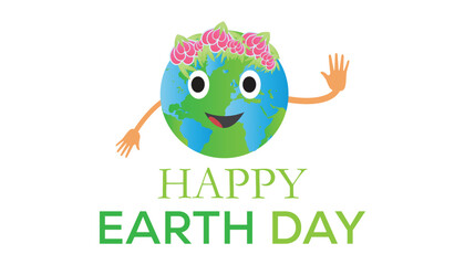 Happy Earth Day observed every year in April. Template for background, banner, card, poster with text inscription.