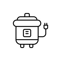 Rice cooker outline icons, minimalist vector illustration ,simple transparent graphic element .Isolated on white background
