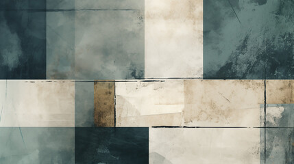 Abstract grunge artwork displaying a modern geometric composition in cool tones