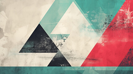 Modern abstract art with grunge influences featuring triangular shapes in bold colors