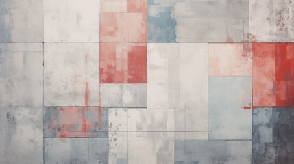 Abstract grunge artwork displaying a modern patchwork of textured squares
