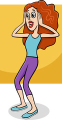 cartoon surprised young woman or girl comic character