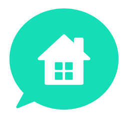 シンプルな緑色の家マークと吹き出し	
