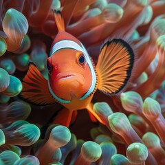 Real clown fish with anemone