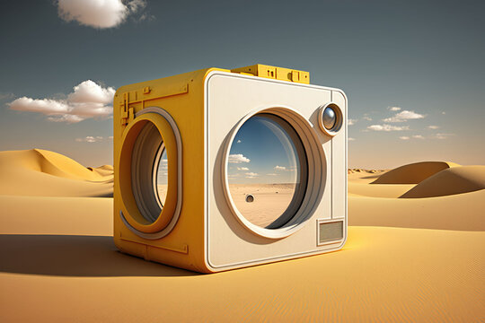 Creative Camera Concept in Sandy Desert Scene