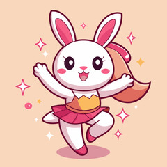 Kawaii Sakura Bunny Doing NSRD, Cartoonish and Whimsical Illustration, Cute Rabbit Art