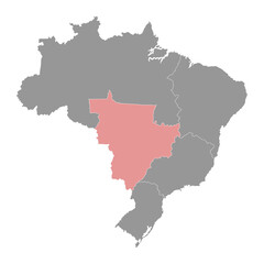 Central West Region map, Brazil. Vector Illustration.